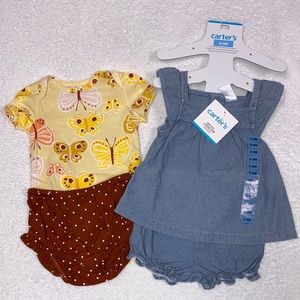 NWT Carters 9 month denim look chambray set, butterfly set